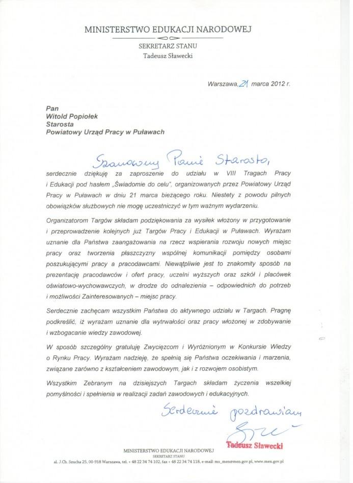 Zdjęcie galerii artykułu:  - VIII Targi Pracy i Edukacji - list 1