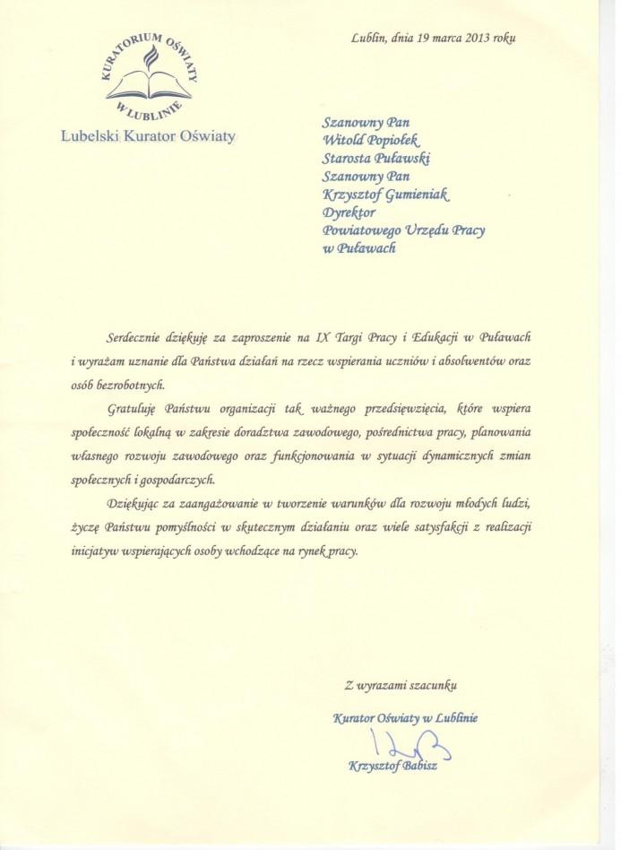 Zdjęcie galerii artykułu:  - IX Targi Pracy i Edukacji - list 5