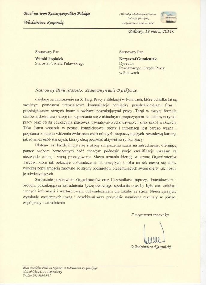 Zdjęcie galerii artykułu:  - X Targi Pracy i Edukacji - list 3