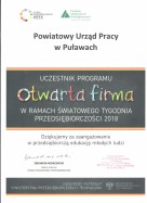 Zdjęcie artykułu Podziękowanie za zaangażowanie w przedsiębiorczą edukację młodych ludzi